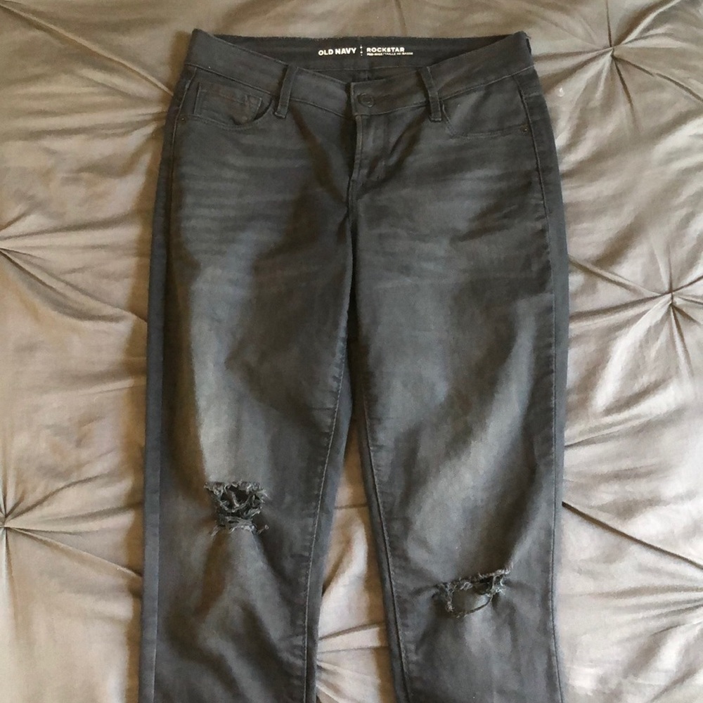 Old Navy Rockstar black destroyed denim